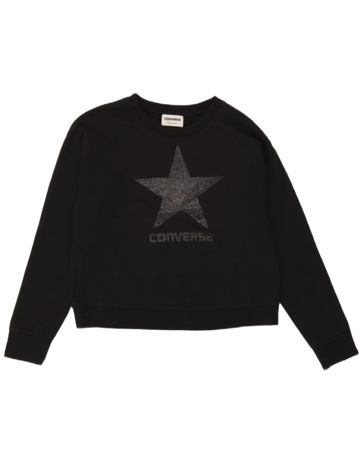 Converse - Sudadera de gran tamaño con gráfico para mujer, talla 10, color negro