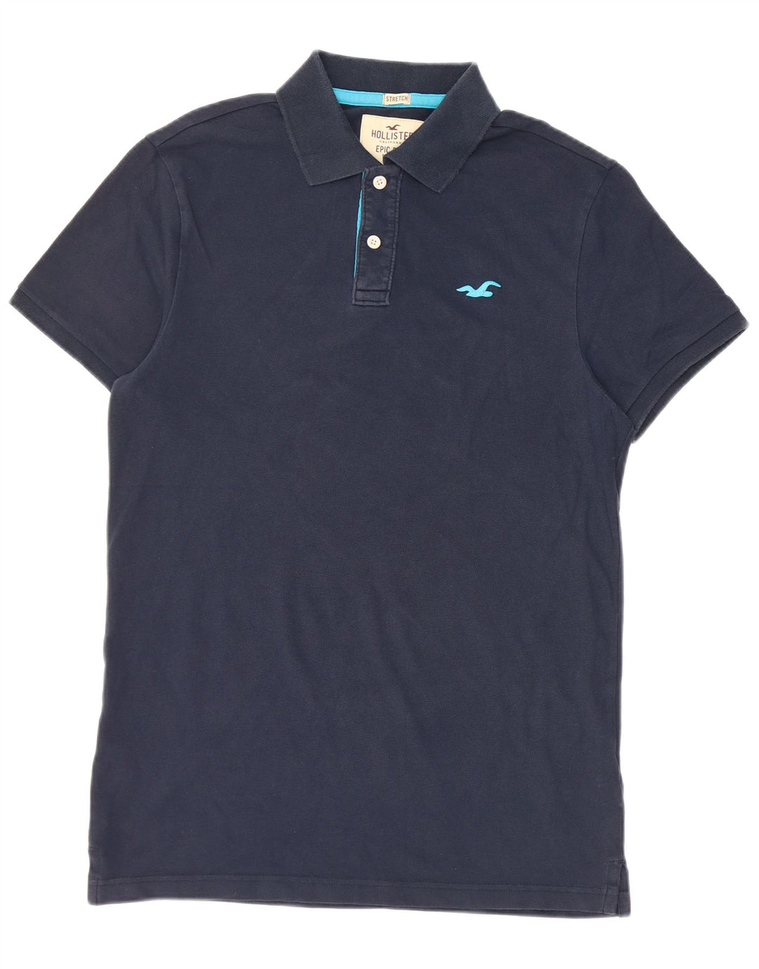 Polo Hollister Stretch Hombre Algodón Azul Marino Medio