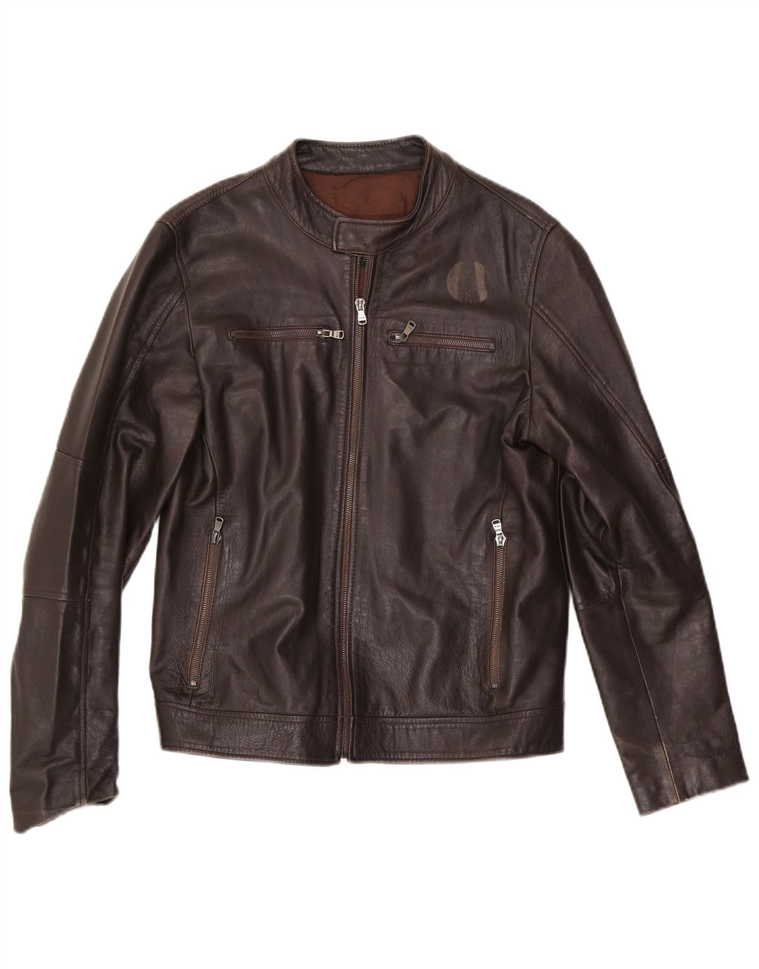 Chaqueta de cuero vintage para hombre Reino Unido 38 Marrón medio