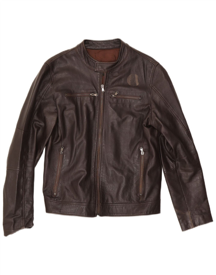 Chaqueta de cuero vintage para hombre Reino Unido 38 Marrón medio
