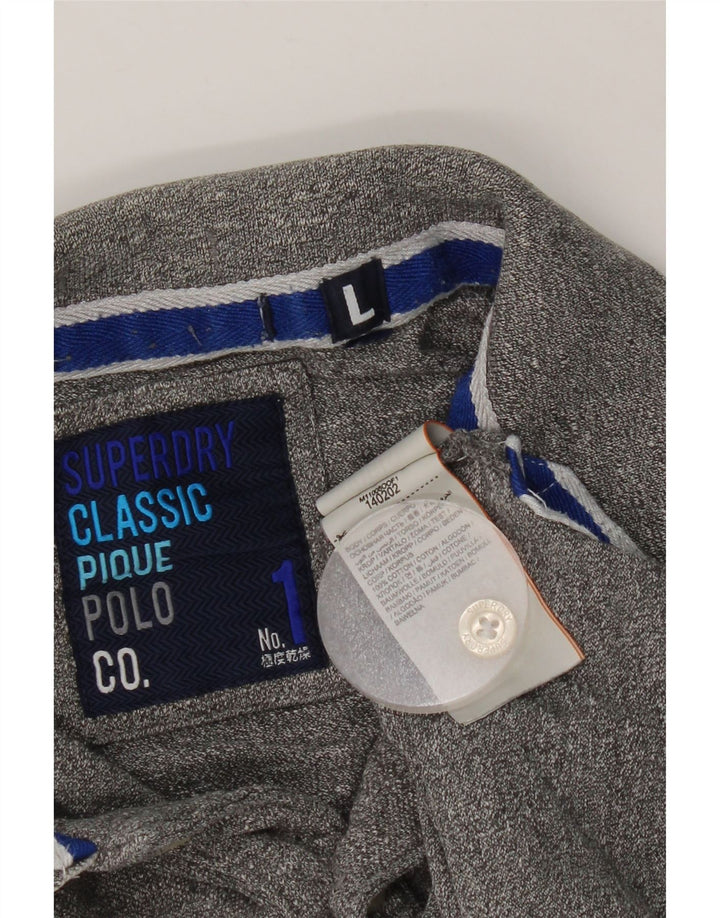 Superdry Polo para hombre de algodón moteado gris grande