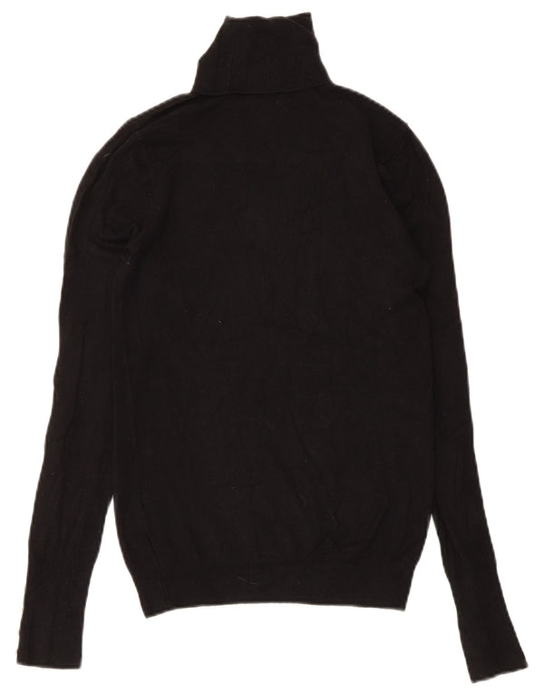 Zara Mujer Roll Neck Jumper Sweater UK 8 Small Viscosa Negra