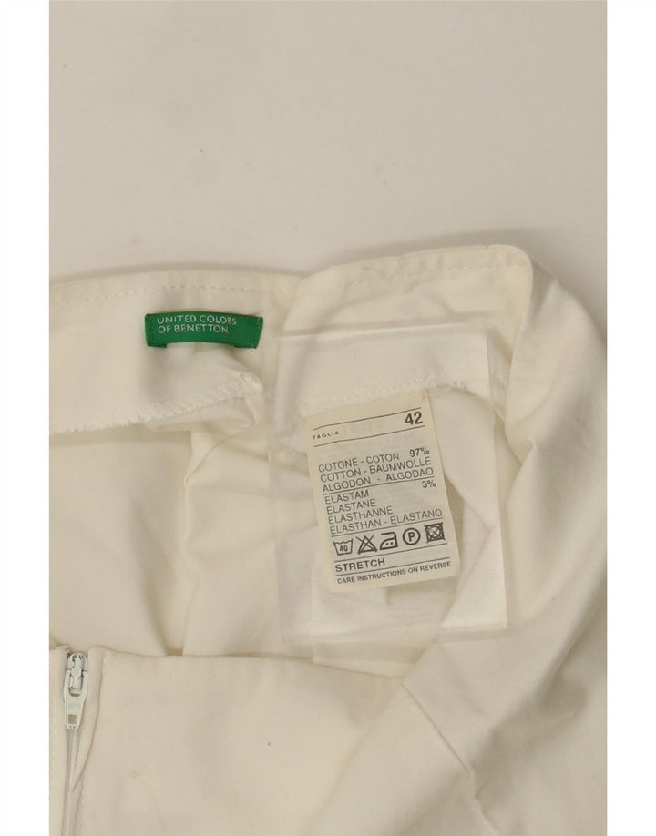 Benetton Falda Acampanada IT 42 Medium W28 Algodón Blanco