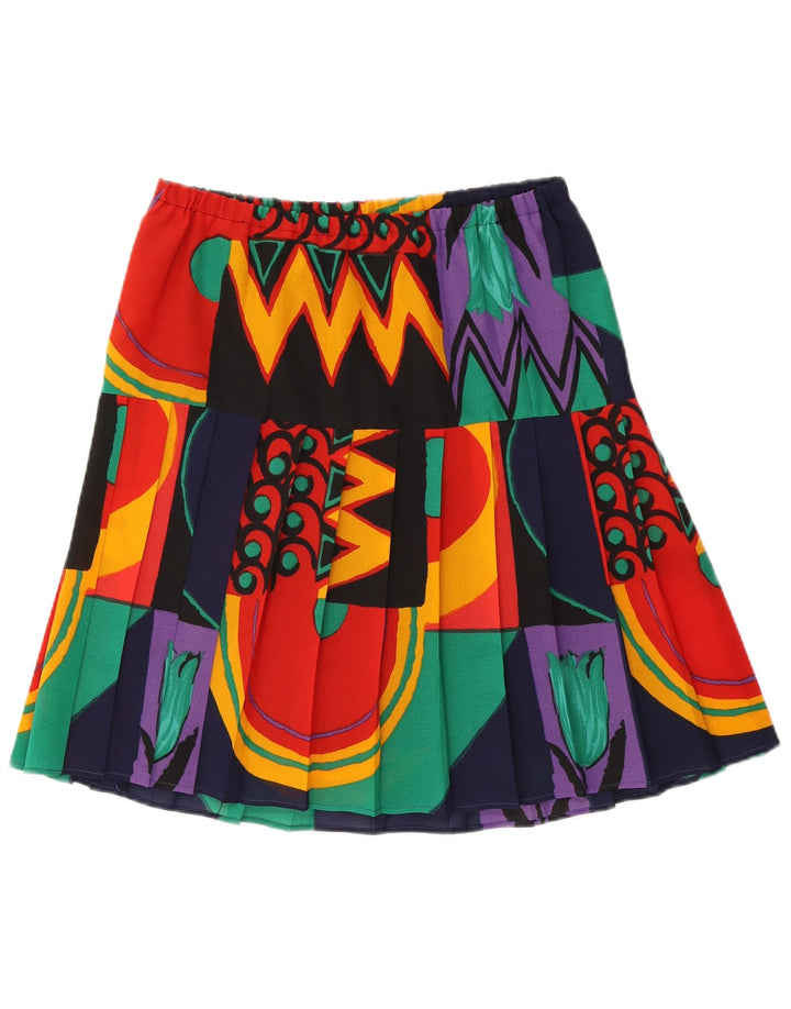 Falda plisada vintage para mujer mediana W30 poliéster geométrico multicolor