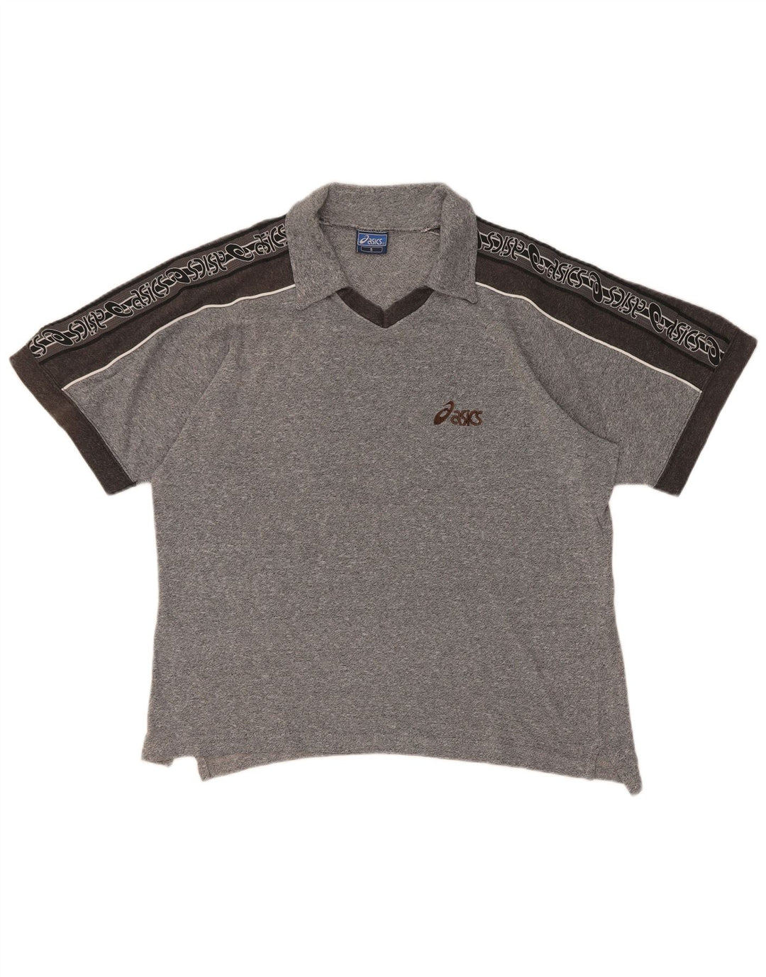 Asics Polo Gráfico Para Hombre Pequeño Gris Colorblock