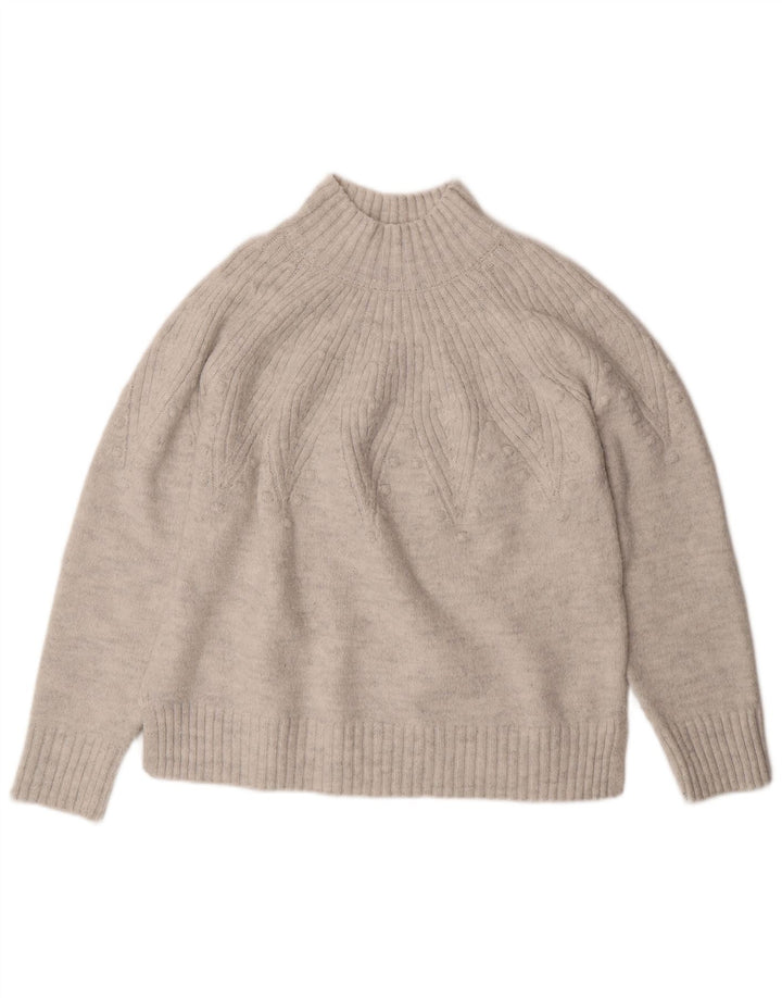 Marks & Spencer Suéter tipo jersey con cuello alto para mujer UK 46 Large Off White