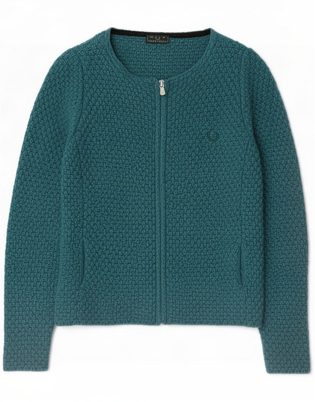 Fred Perry Suéter tipo cárdigan para mujer UK 40 Small Green Wool