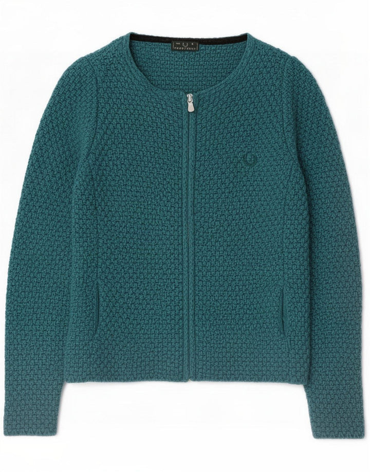 Fred Perry Suéter tipo cárdigan para mujer UK 40 Small Green Wool
