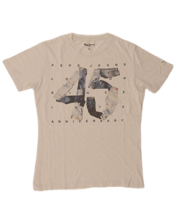PEPE Jeans Camiseta gráfica para hombre Top Small Off White