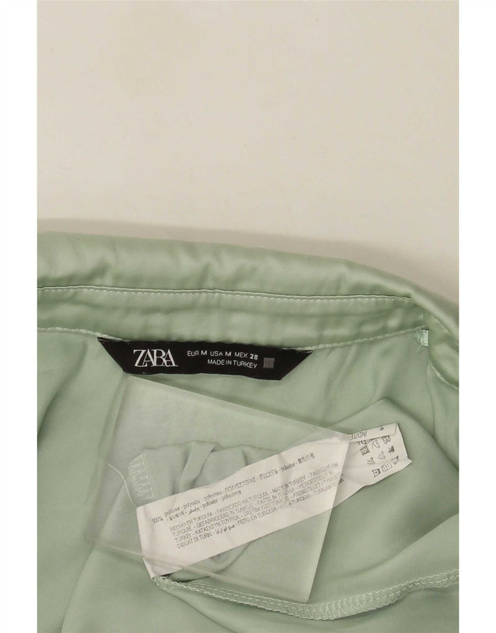 Zara Mujer Blusa Camisa Extragrande UK 44 Poliéster Verde Medio