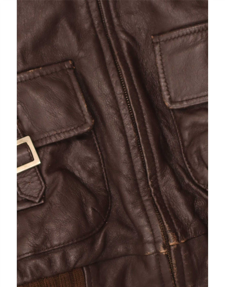 Chaqueta de cuero vintage para mujer IT 44 Marrón medio