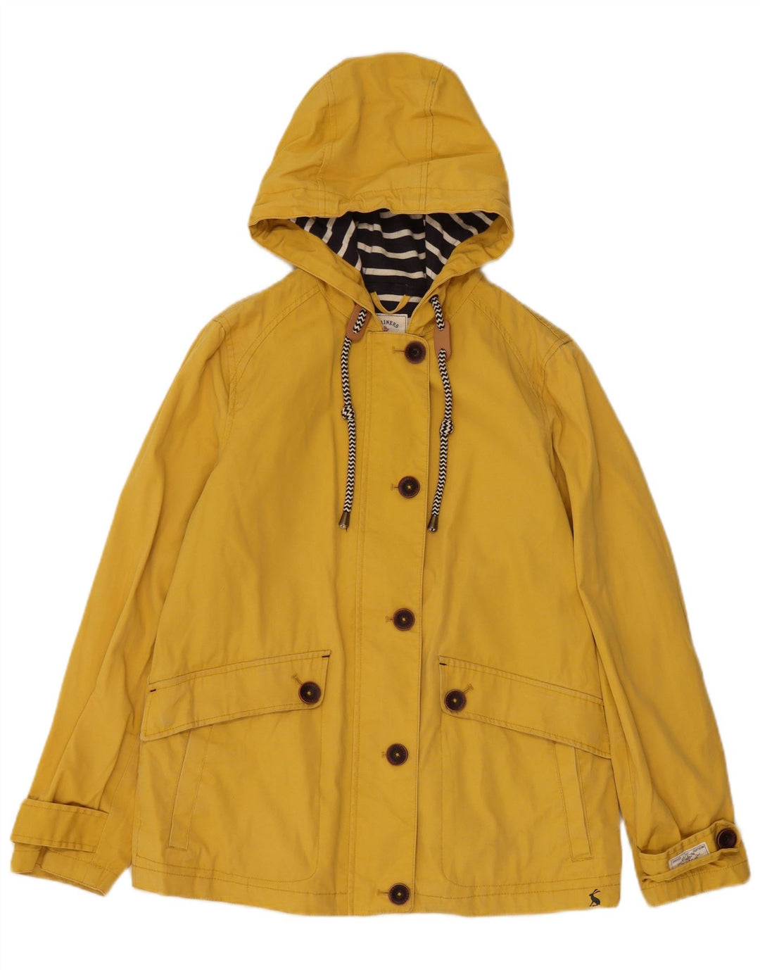 JOULES Chaqueta impermeable con capucha para mujer UK 8 Small Yellow Cotton