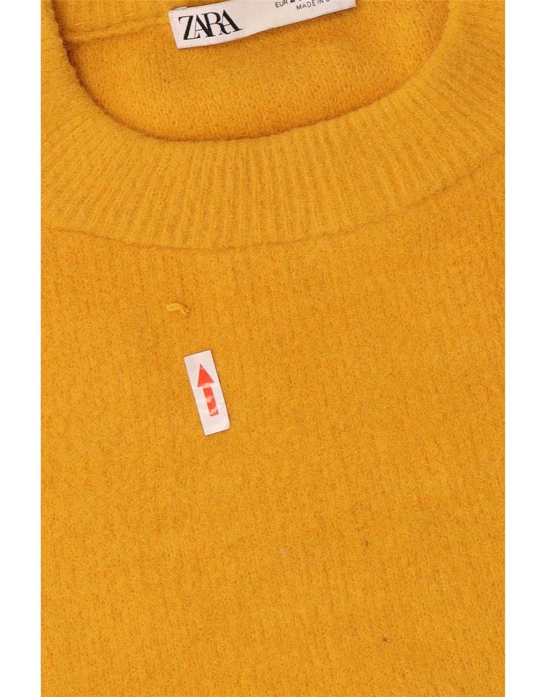 Zara - Jersey con cuello redondo para mujer, talla 40, nailon amarillo mediano