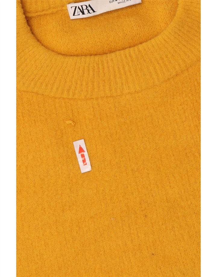 Zara - Jersey con cuello redondo para mujer, talla 40, nailon amarillo mediano