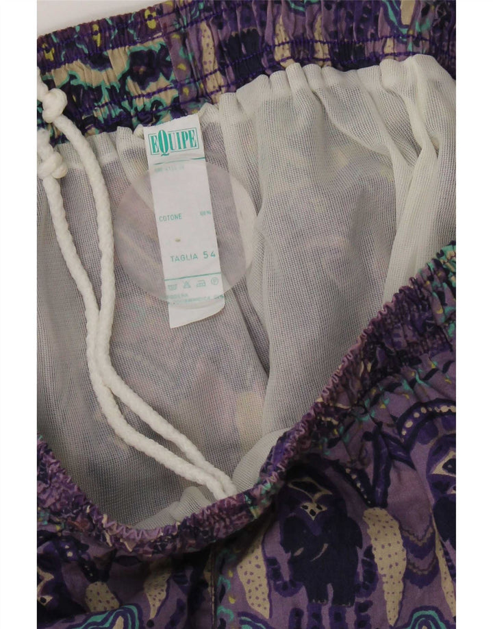 Equipe Bañador para Mujer UK 40 Grande Púrpura Patchwork Algodón