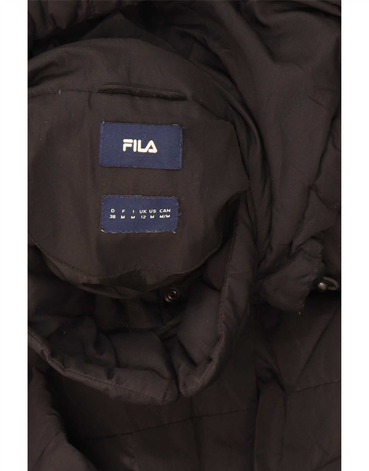 Fila Abrigo acolchado con capucha para mujer UK 40 Mediano Poliéster negro