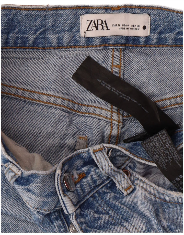 Zara Jeans Cónicos Desgastados para Mujer EU 36 XS W26 L27 Algodón Azul Grunge
