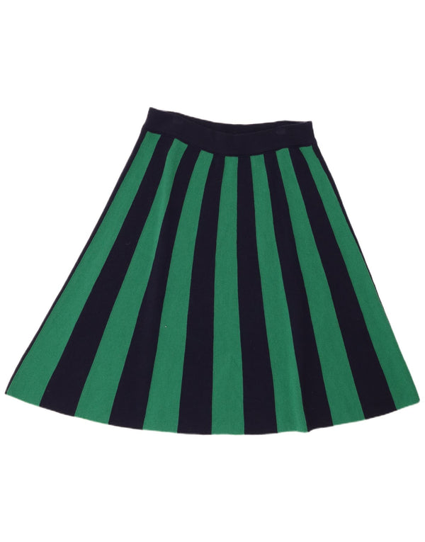Benetton Mujer Falda Acampanada De Punto Mediana W30 L26 Lana A Rayas Verde
