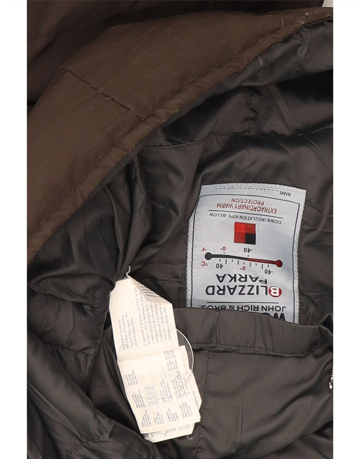 Woolrich Abrigo acolchado con capucha para mujer Reino Unido 12 Algodón caqui mediano