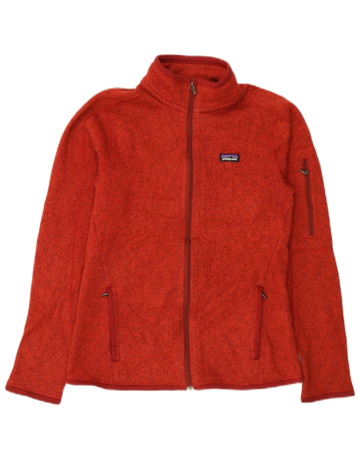 Patagonia Mujer Chándal Top Chaqueta UK 10 Small Rojo Moteado Poliéster