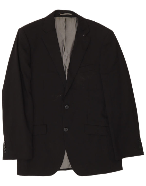 Pierre Cardin Chaqueta Blazer de 2 Botones para Hombre UK 38 Mediana Lana Negra