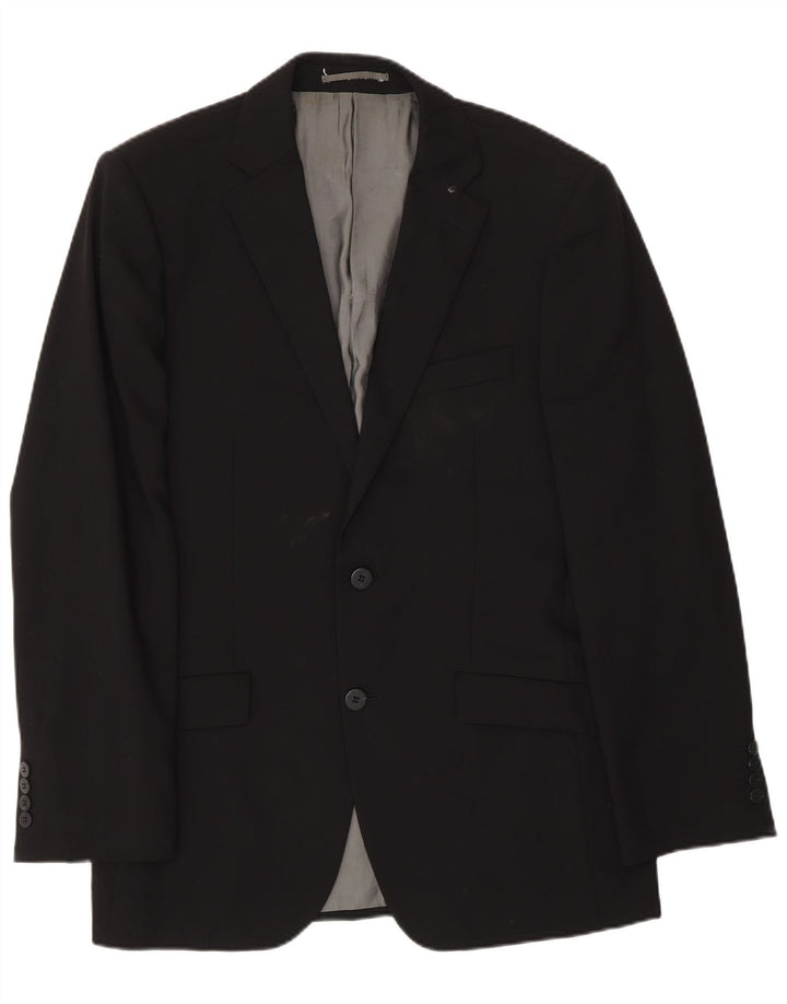 Pierre Cardin Chaqueta Blazer de 2 Botones para Hombre UK 38 Mediana Lana Negra