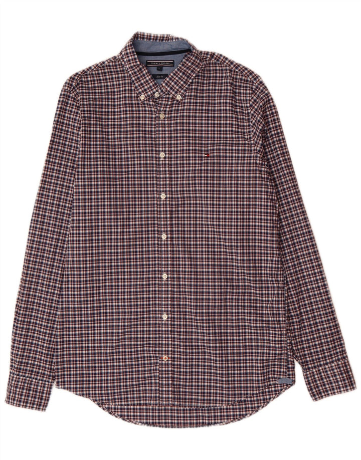 TOMMY HILFIGER Camisa ajustada de hombre de algodón a cuadros azules grandes