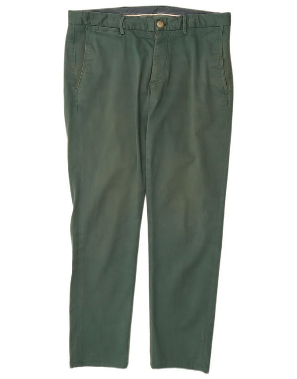 Massimo Dutti Pantalón Chino Slim Fit para Hombre EU 42 Large W32 L30 Verde Algodón