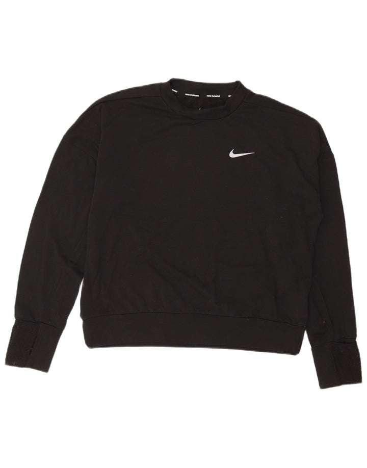 NIKE Mujer Running Oversize Top Manga Larga UK 10 Pequeño Poliéster Negro