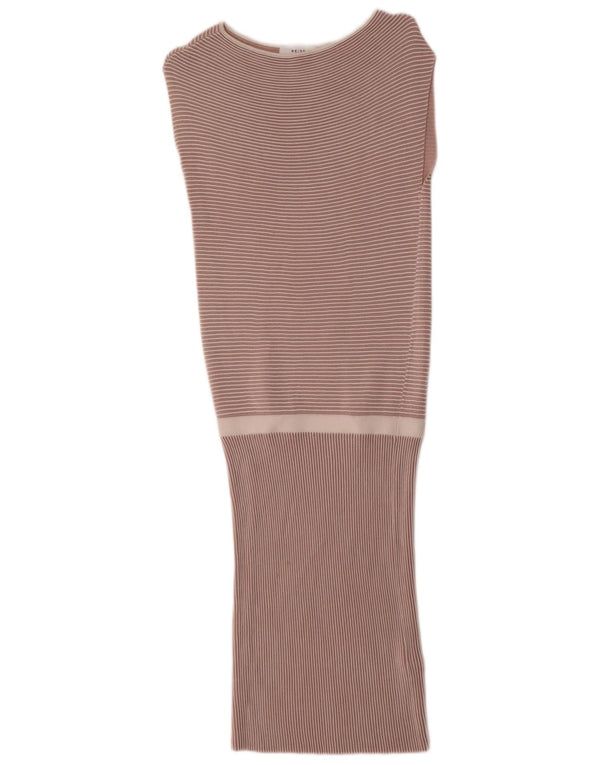 Reiss Vestido tipo jersey sin mangas para mujer UK 8 Small Viscosa a rayas rosa
