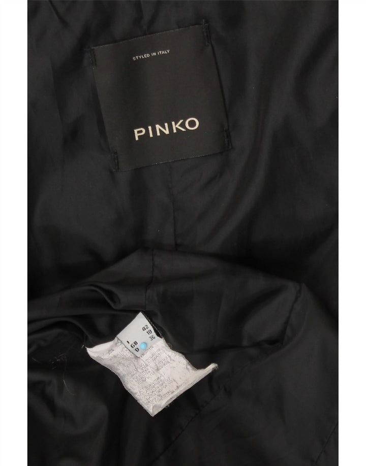 Pinko Chaqueta acolchada con capucha para mujer UK 10 Small Poliéster negro