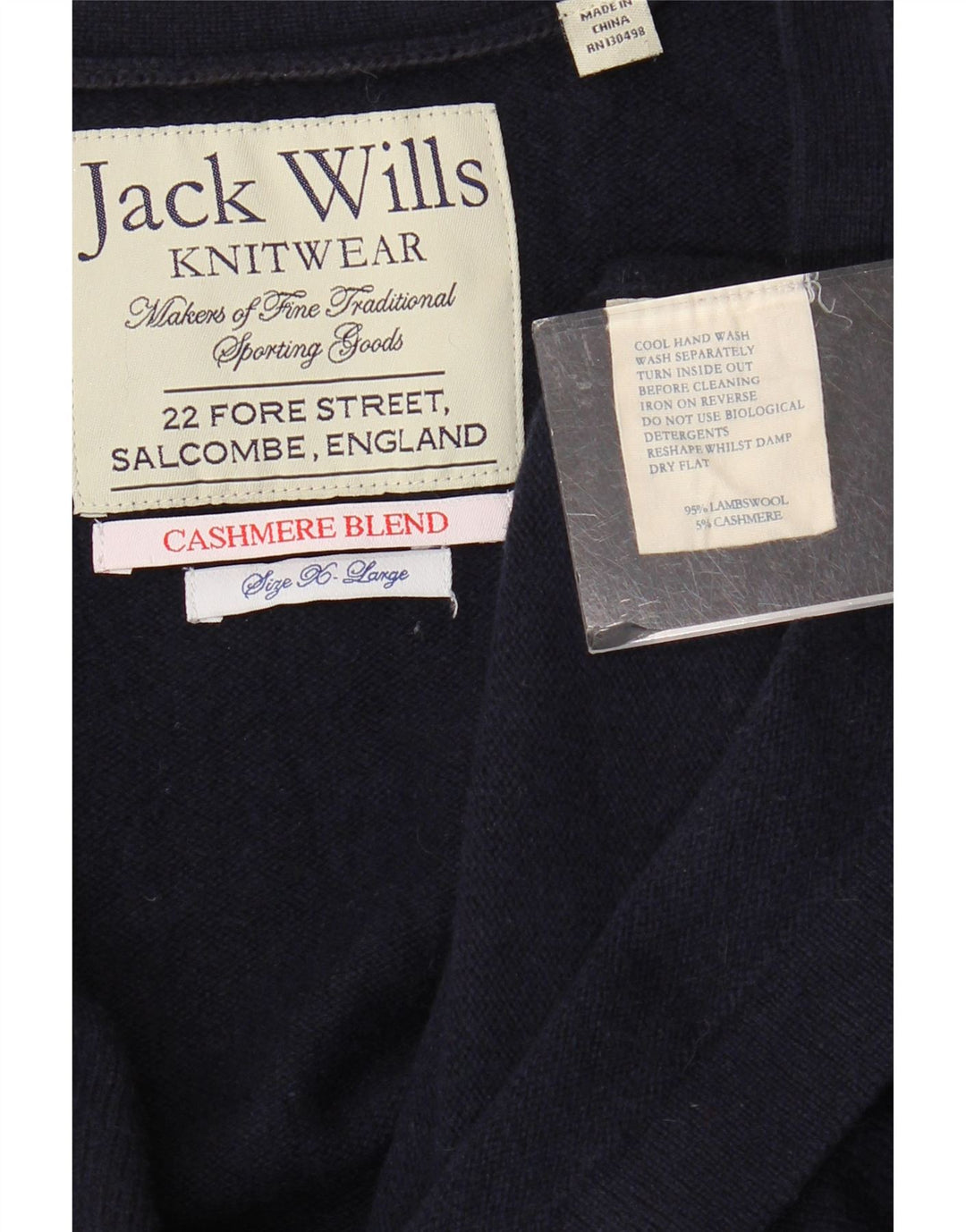 JACK WILLS Suéter tipo cárdigan para mujer UK 40 XL Lana de cordero azul marino