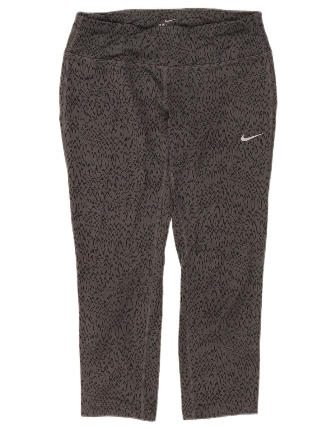 NIKE Leggings Capri Dri Fit para Mujer UK 8 Pequeño Gris Estampado Animal Poliéster