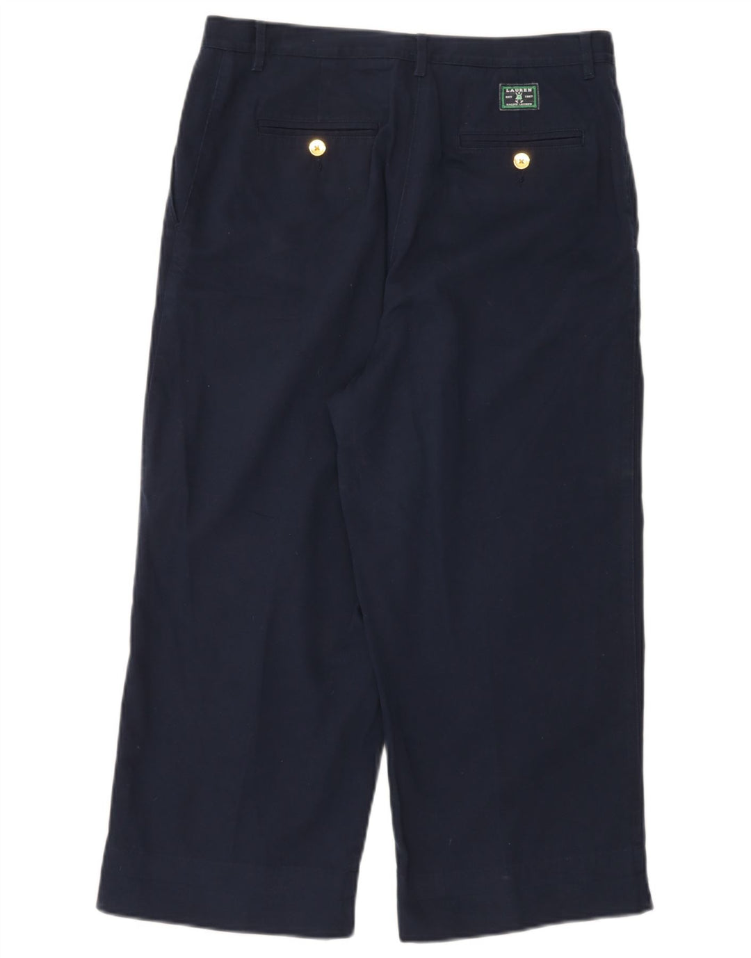 RALPH LAUREN Womens Cropped Trousers US 10 Large W30 L23 Navy Blue
