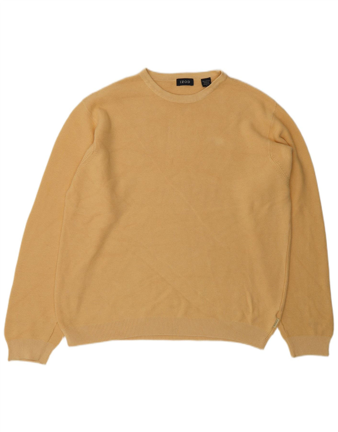 IZOD Jersey de cuello redondo para hombre, talla grande, algodón amarillo