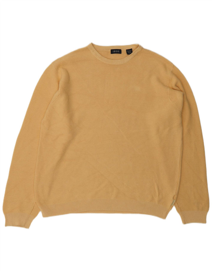 IZOD Jersey de cuello redondo para hombre, talla grande, algodón amarillo