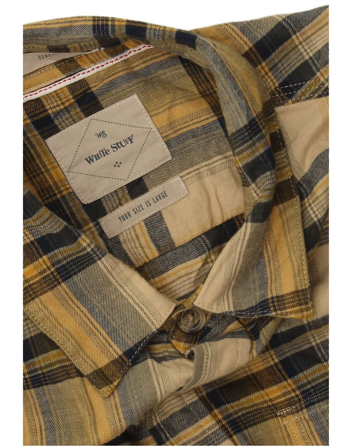 Camisa de franela para hombre de White Stuff de algodón a cuadros amarillos grandes
