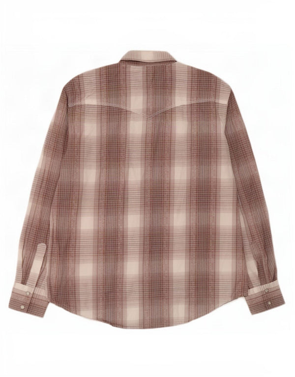 Camisa Wrangler Hombre XL Algodón Cuadros Marrón