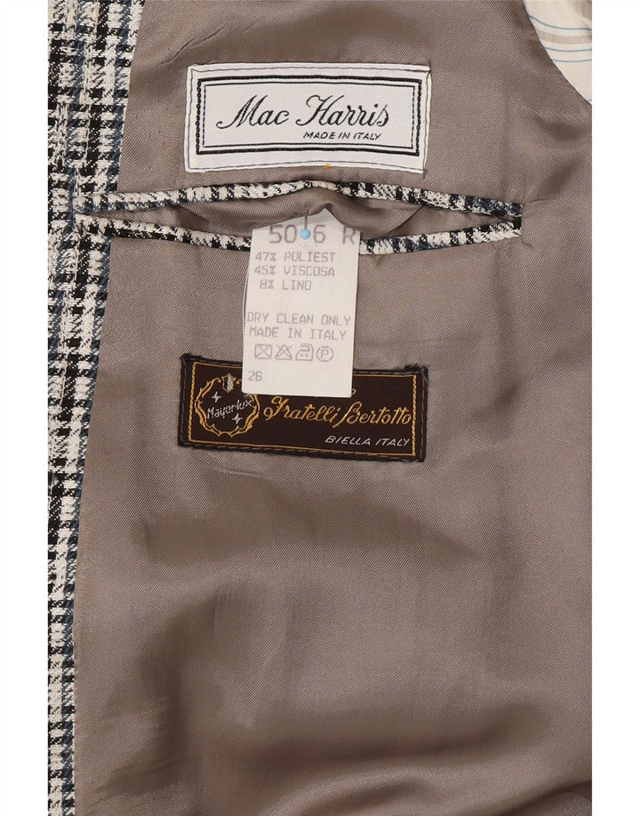 VINTAGE Chaqueta Blazer de 2 Botones para Hombre IT 50 Poliéster a cuadros gris grande