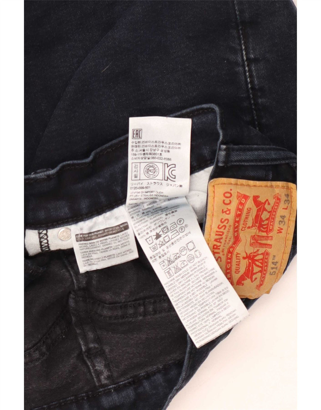 Levi's Jeans rectos 514 para hombre W34 L34 Algodón azul marino