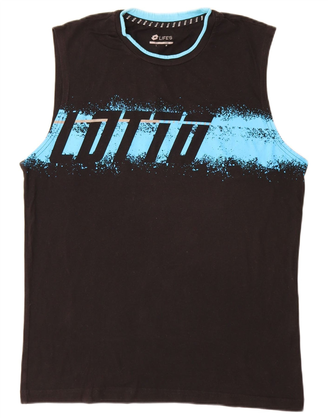 Lotto Hombre Camiseta Sin Mangas Estampada Mediana De Algodón Negro