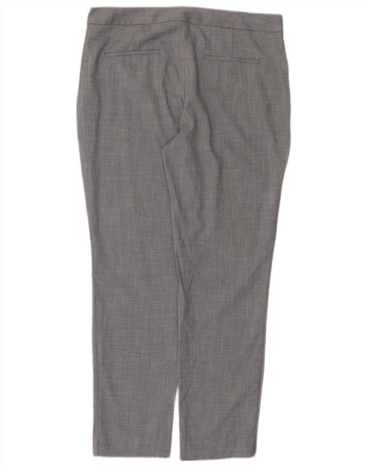 Zara Mujer Pantalón De Traje Slim EU 40 Medium W30 L27 Gris Chevron Poliéster