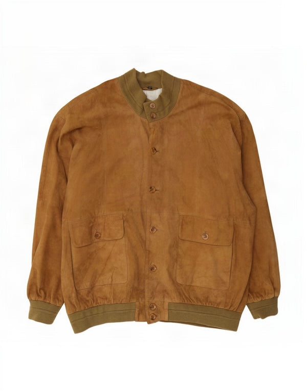 Barisal Chaqueta bomber de ante para hombre IT 58 4XL Cuero beige