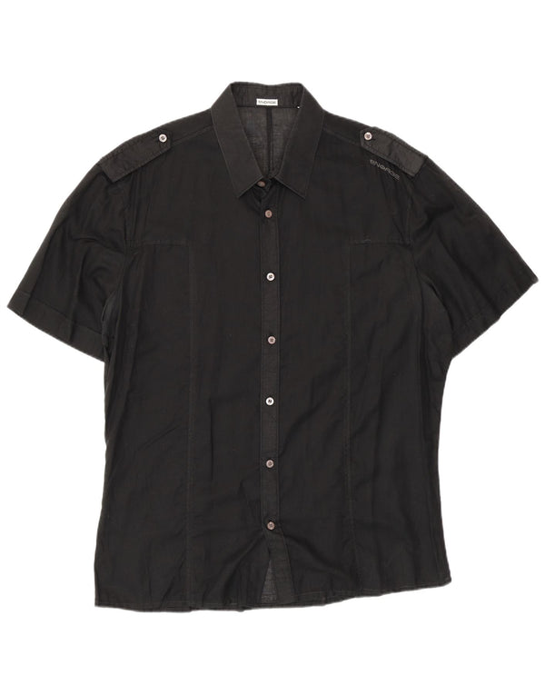 Energie Camisa militar de manga corta para hombre XL Negro