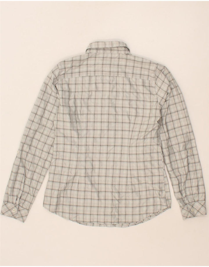 EDDIE BAUER Womens Loose Fit Shirt UK 6 XS Grey Check Polyester Vintage Eddie Bauer and Second-Hand Eddie Bauer from Messina Hembry 