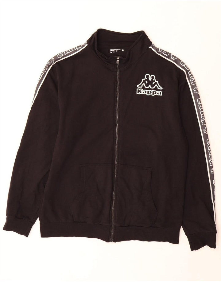 Kappa Mens Graphic Chándal Top Chaqueta Grande Algodón Negro