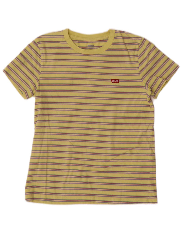 Levi's Camiseta Mujer Top UK 2 2XS Amarillo Rayas Algodón