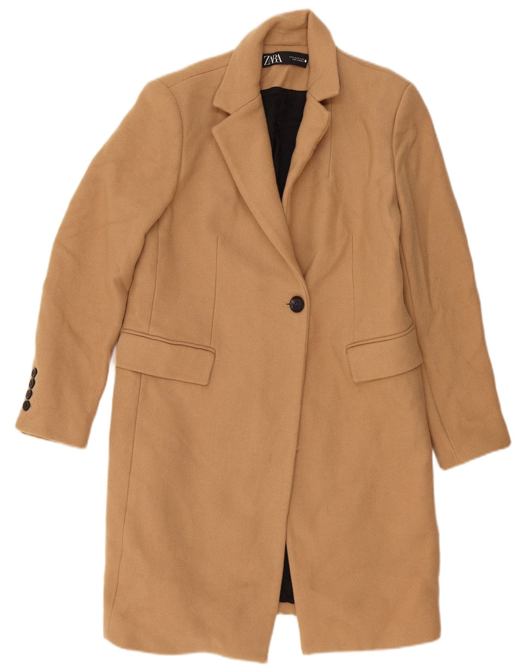 Zara Mujer Abrigo UK 42 Lana Beige Mediana