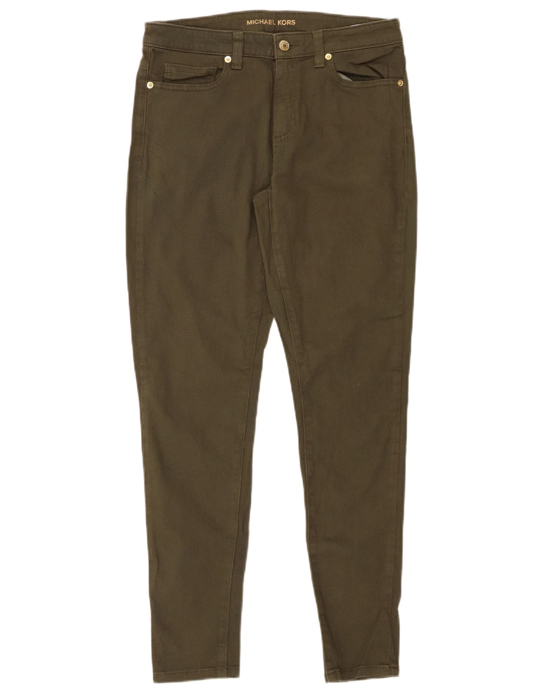 MICHAEL KORS Pantalones casuales ajustados para mujer US 8 Medium W28 L29 Caqui
