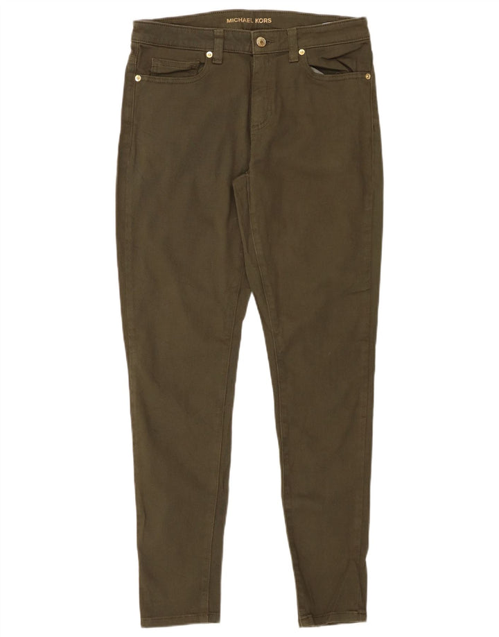 MICHAEL KORS Pantalones casuales ajustados para mujer US 8 Medium W28 L29 Caqui